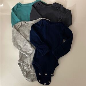 Long Sleeve Onsies Bodysuits 0-3 Months - Set of 4 - Assorted Colors - Baby